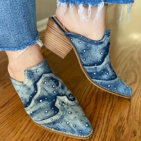 Corkys Blue Washed Denim Tex Mex Slip-On Booties - Picture 4 of 5